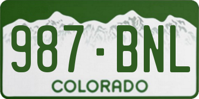 CO license plate 987BNL