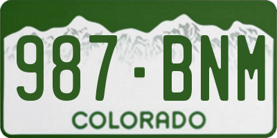CO license plate 987BNM