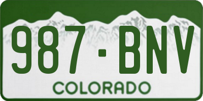 CO license plate 987BNV
