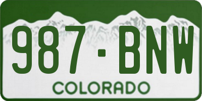 CO license plate 987BNW