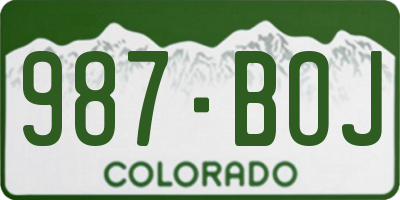 CO license plate 987BOJ