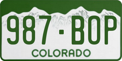 CO license plate 987BOP
