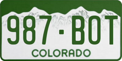 CO license plate 987BOT