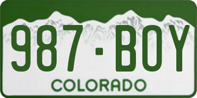 CO license plate 987BOY