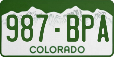 CO license plate 987BPA