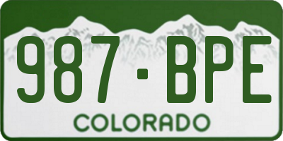 CO license plate 987BPE
