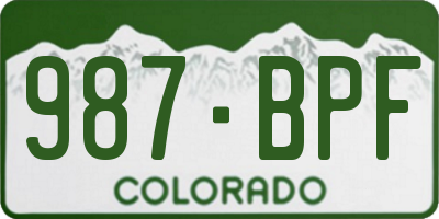 CO license plate 987BPF