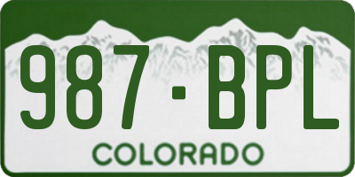 CO license plate 987BPL