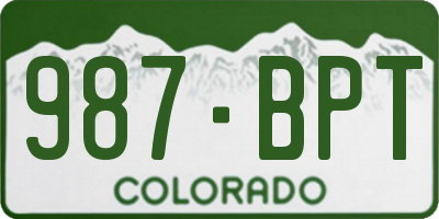 CO license plate 987BPT