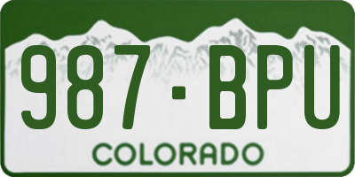CO license plate 987BPU