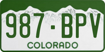 CO license plate 987BPV