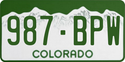 CO license plate 987BPW