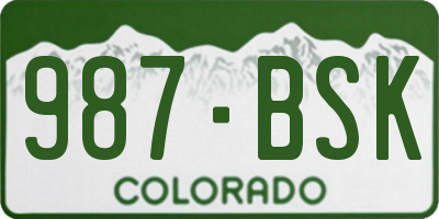 CO license plate 987BSK