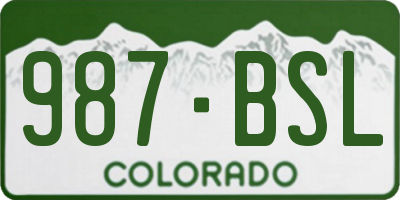 CO license plate 987BSL
