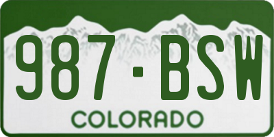 CO license plate 987BSW