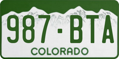 CO license plate 987BTA