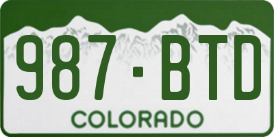 CO license plate 987BTD