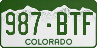 CO license plate 987BTF