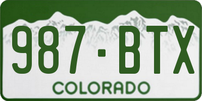 CO license plate 987BTX
