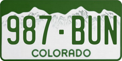 CO license plate 987BUN