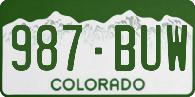 CO license plate 987BUW