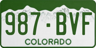CO license plate 987BVF