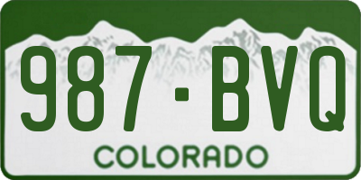 CO license plate 987BVQ