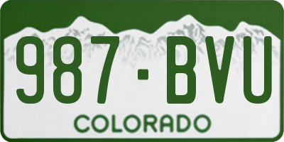 CO license plate 987BVU