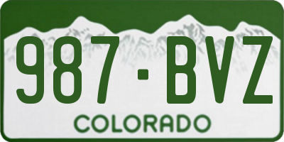CO license plate 987BVZ