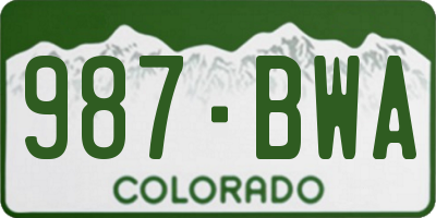 CO license plate 987BWA