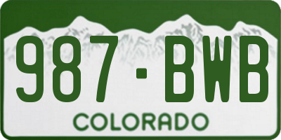 CO license plate 987BWB