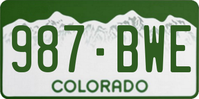 CO license plate 987BWE