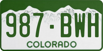 CO license plate 987BWH