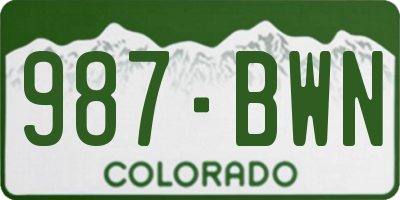 CO license plate 987BWN
