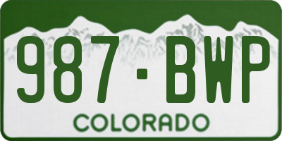 CO license plate 987BWP