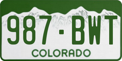 CO license plate 987BWT