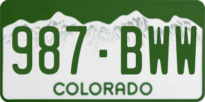 CO license plate 987BWW