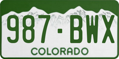 CO license plate 987BWX