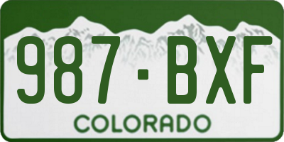 CO license plate 987BXF