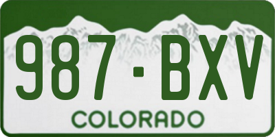 CO license plate 987BXV