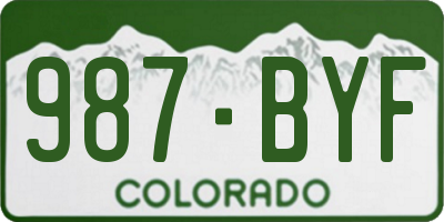 CO license plate 987BYF
