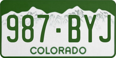 CO license plate 987BYJ