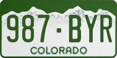 CO license plate 987BYR