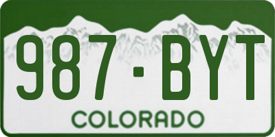 CO license plate 987BYT