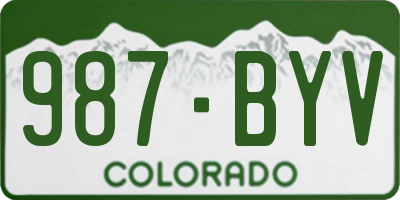 CO license plate 987BYV