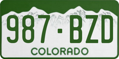CO license plate 987BZD