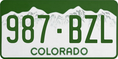 CO license plate 987BZL