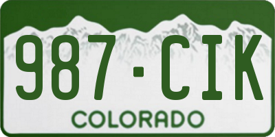 CO license plate 987CIK