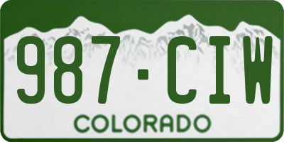 CO license plate 987CIW