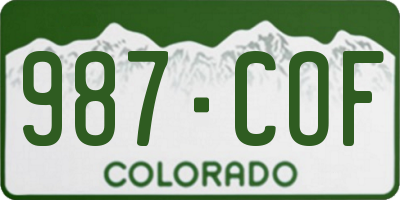 CO license plate 987COF